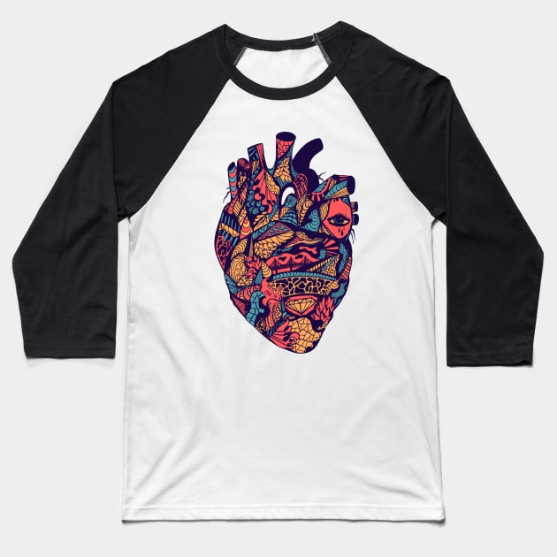 Retro Triad Transparent Heart Baseball T-Shirt by kenallouis